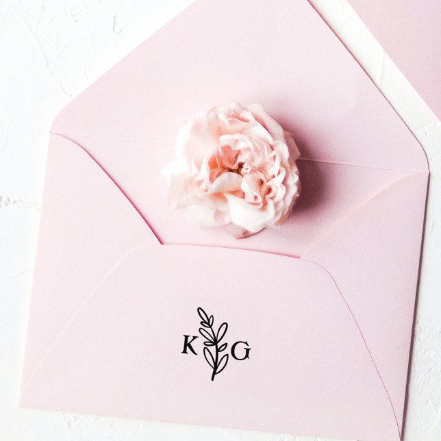 Carimbo De Borracha Monograma simples de folhas (Criador carregado)