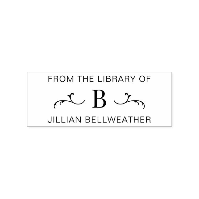 Carimbo De Borracha Monograma simples Livro inicial (Impressão)