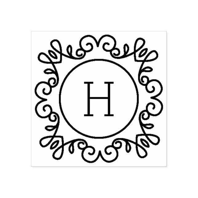 Carimbo De Borracha Monograma simplesmente Ornamentado (Impressão)