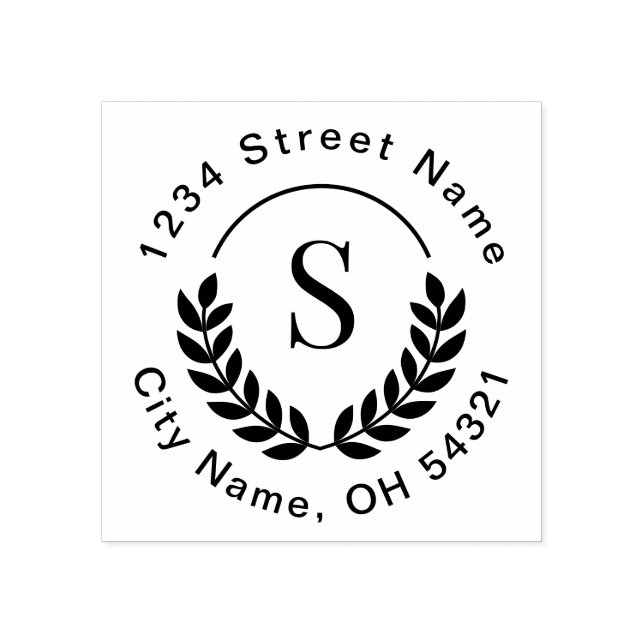 Carimbo De Borracha Monograma Tradicional Endereço Inicial de Retorno  (Impressão)