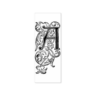 Carimbo De Borracha Monograma Vintage - Letra inicial decorativa A