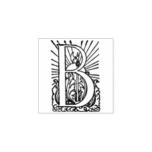 Carimbo De Borracha Monograma Vintage - Letra inicial decorativa B