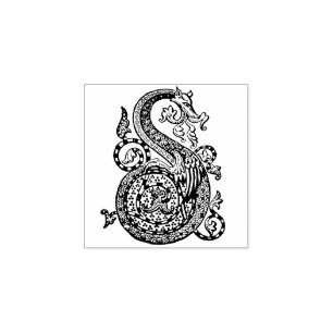 Carimbo De Borracha Monograma Vintage - Letra S Dragon