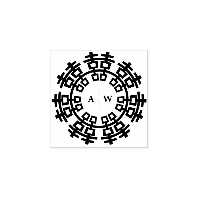 Carimbo De Borracha Monogramas & Anel de Dupla Felicidade Casamento Ch (Impressão)