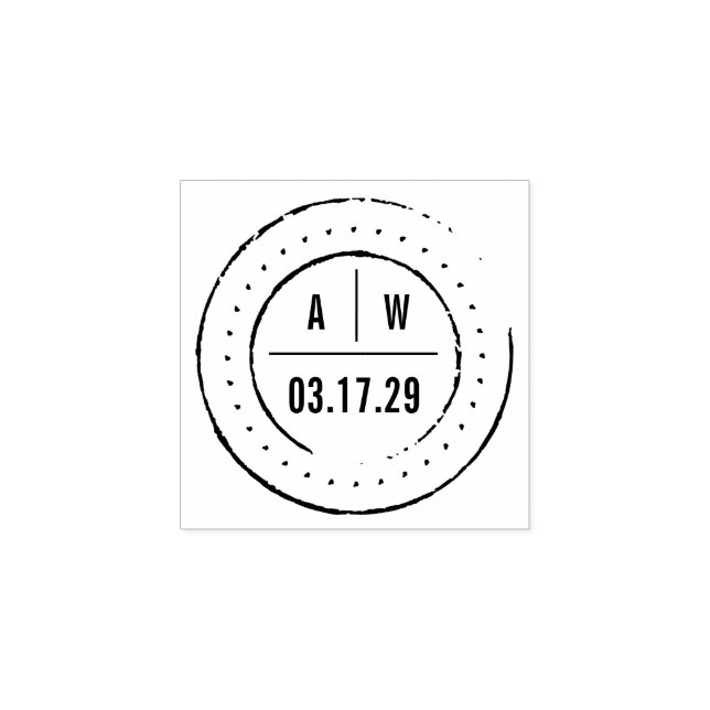 Carimbo De Borracha Monogramas duplos clássicos circulam pelo casament (Impressão)