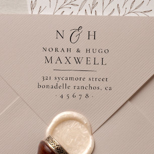 Carimbo De Borracha Monogramas Iniciais Ampersand Casais Endereço de d