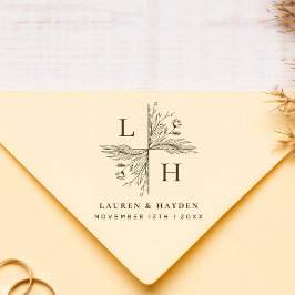 Carimbo De Borracha Monogramas modernos | Elegante Floral Salvar A Dat