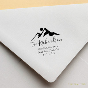 Carimbo De Borracha Montanha esboço Sunrise Endereço de Devolução