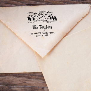 Carimbo De Borracha Montanha Fazenda Russa Vintage Pine Tree Bu