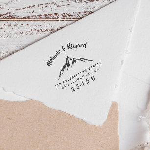 Carimbo De Borracha Montanha Nomes de Casamento Personalizados & End