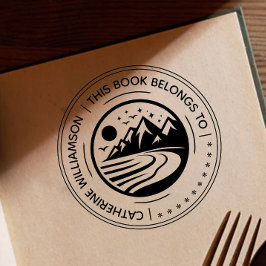 Carimbo De Borracha Montanha Redonda Esboço Este livro pertence a