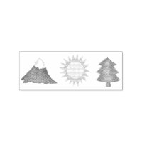 Montanha Suba Sun Pine Tree Camping Stamp