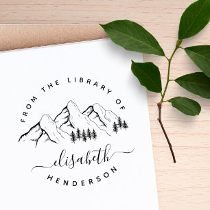 Carimbo De Borracha Montanhas Da Biblioteca Do Livro Personalizado Ele