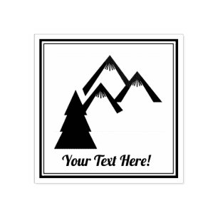 Carimbo De Borracha Montanhas e Árvore