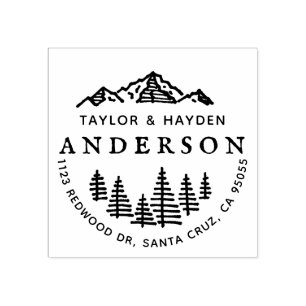 Carimbo De Borracha Montanhas russas e pinos Endereço do Casal de esbo