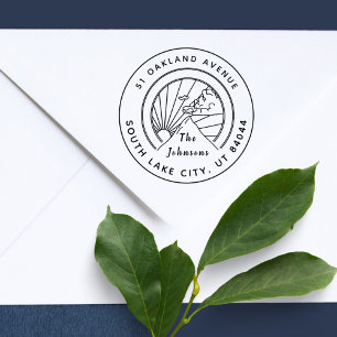 Carimbo De Borracha Montanhas russas redondas inspiraram endereço de r