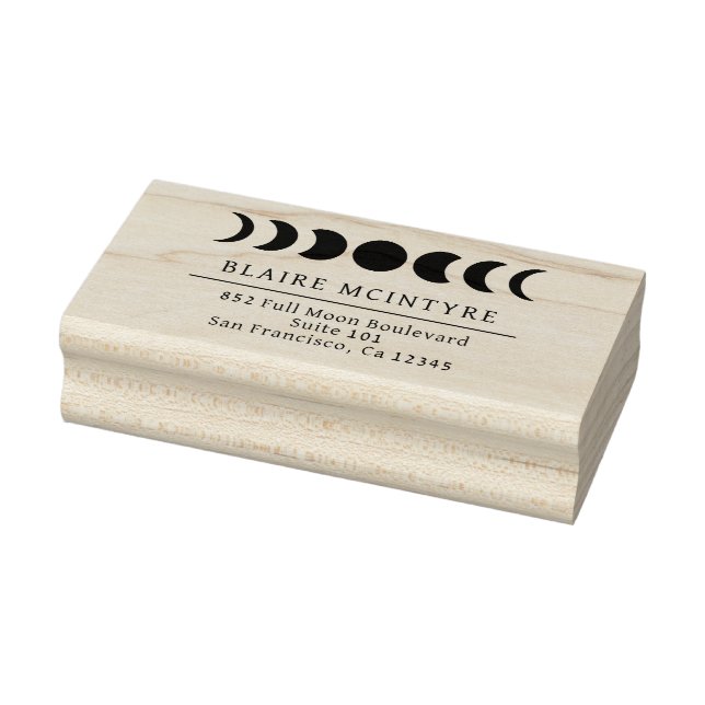Carimbo De Borracha Moon Moderno Fases de Retorno Elegante Endereço (Carimbo)