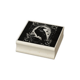 Carimbo De Borracha Moonlit Raven | Suite de Noiva Floral Gótica.