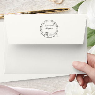 Carimbo De Borracha Morada de Devolução de Bridal Round do Casamento d