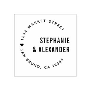 Carimbo De Borracha Morada de devolução de tipografia e coração negros