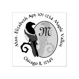 Carimbo De Borracha Morada inicial do Monograma de Magpie Faturado Pre