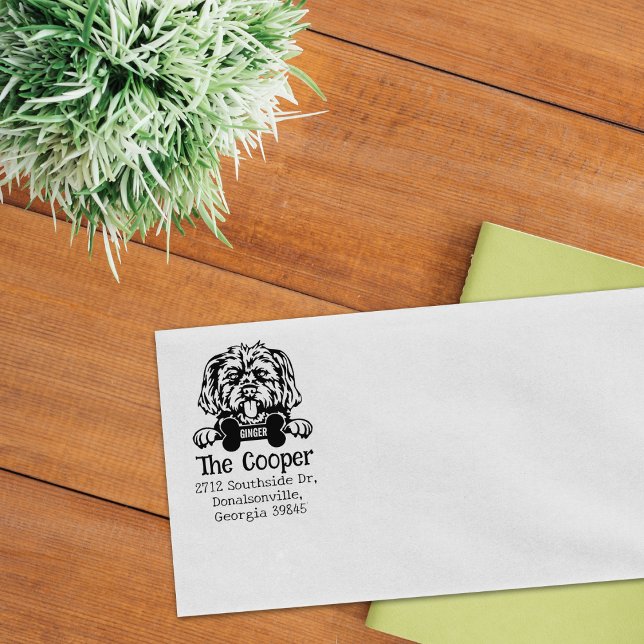 Carimbo De Borracha Morkie Dog, Endereço De Retorno, (Criador carregado)