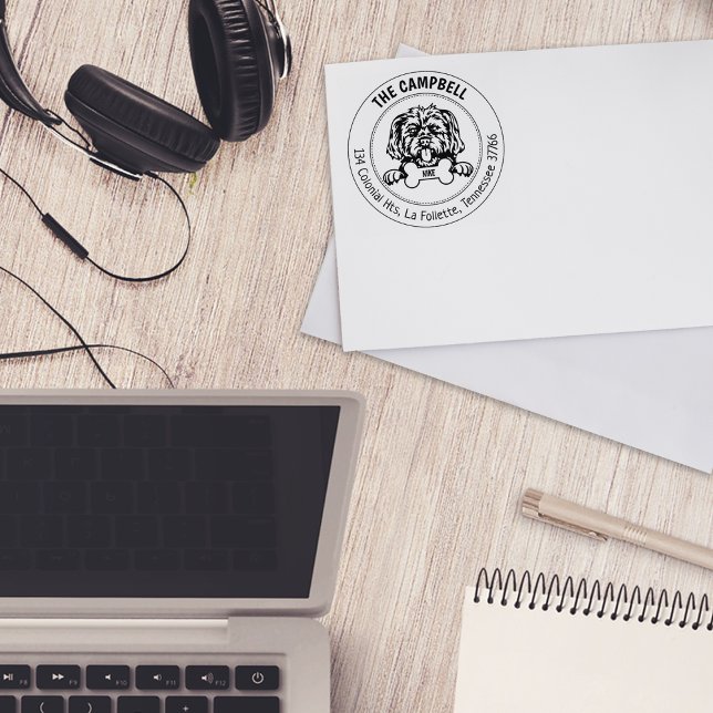 Carimbo De Borracha Morkie Dog Return Address (Criador carregado)