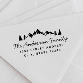 Carimbo De Borracha Mountains and Trees Family Name Return Address