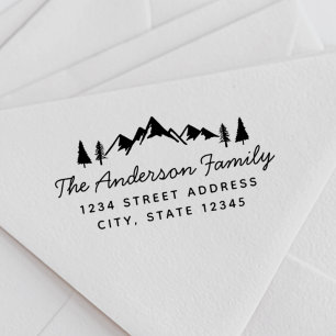 Carimbo De Borracha Mountains and Trees Family Name Return Address