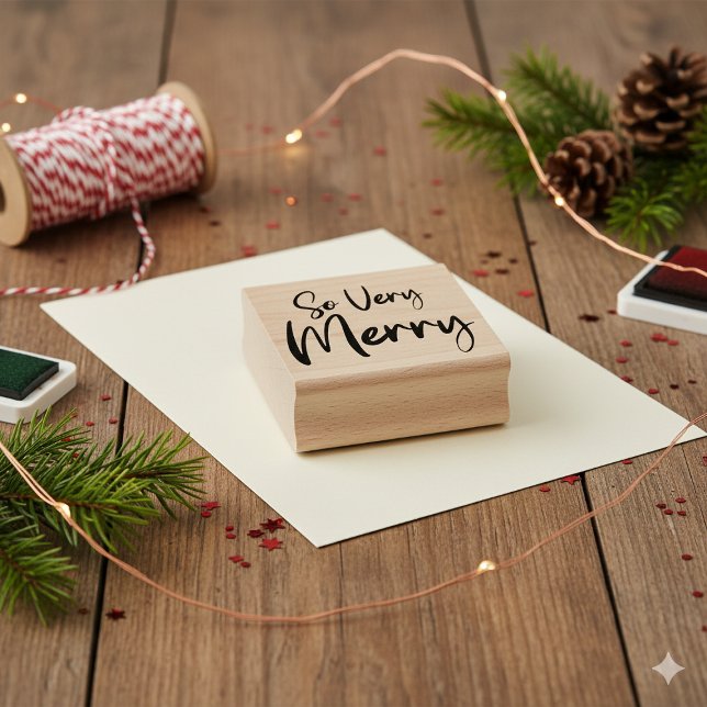 Carimbo De Borracha Muito Feliz Artesanato de Férias Festivas (So Very Merry Festive Holiday Craft Rubber Stamp)