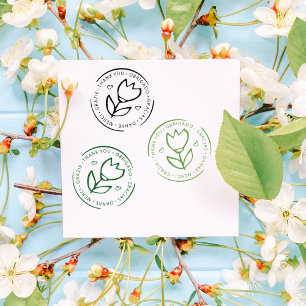 Carimbo De Borracha Multilíngue Obrigado, Pequena empresa - Flor Fácil