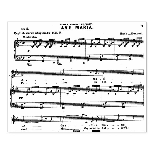 Carimbo De Borracha Music Bach Gounod Ave Maria Vocal (Impressão)