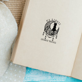 Carimbo De Borracha Mystic Moon Cat, Personalizado Ex Libris Book