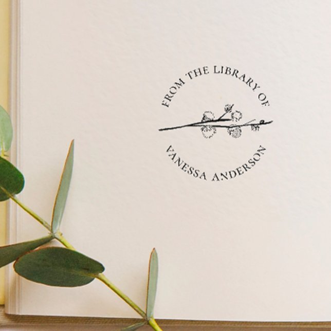 Carimbo De Borracha Na Biblioteca Personalizar Nome do Livro Arredonda (Criador carregado)