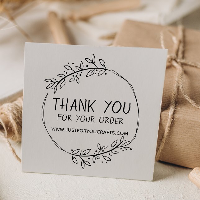 Carimbo De Borracha Na moda Greenery Obrigado Pela Sua Ordem (Stylish Greenery Thank You For Your Order Rubber Stamp)