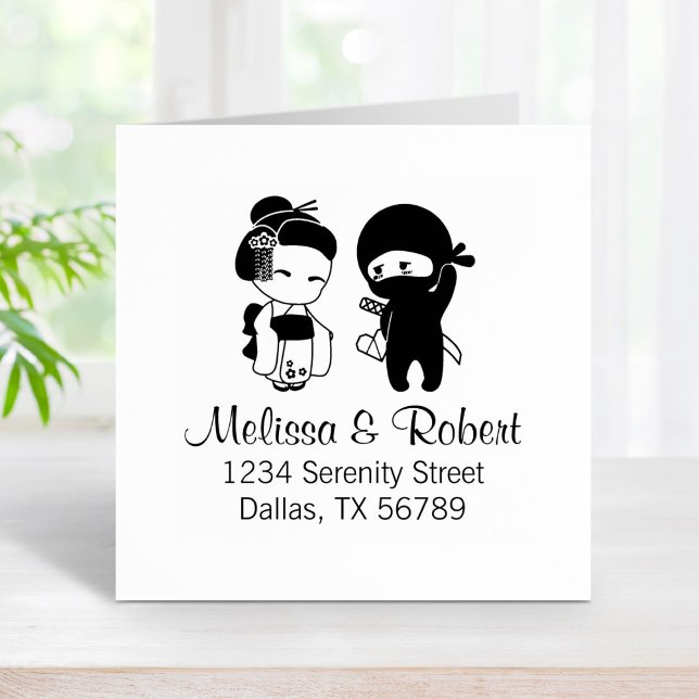 Carimbo De Borracha Namorados Ninja e Endereço Geisha (Criador carregado)