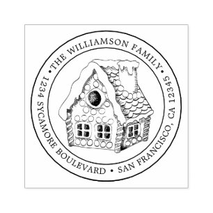 Carimbo De Borracha Natais vintages Gingerbird House Endereço de devol