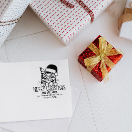 Carimbo De Borracha Natal Maine Coon Cat Endereço para devolução