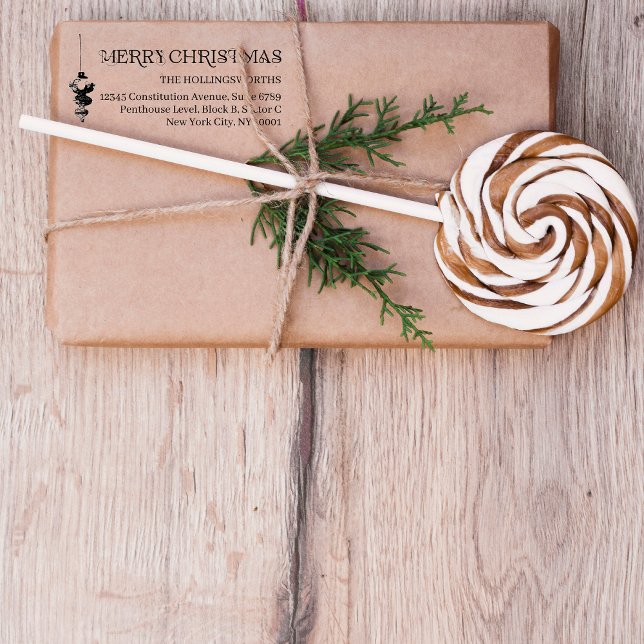 Carimbo De Borracha Natal Mínimo Rustic | Endereço de devolução (Criador carregado)