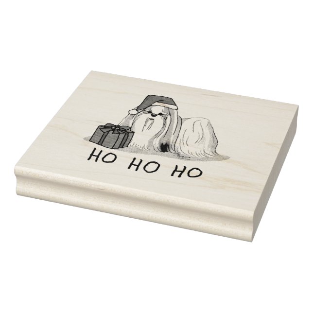 Carimbo De Borracha Natal Santa Hat Shih Tzu (branco-tan) (Carimbo)