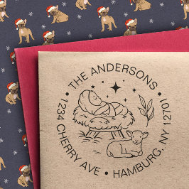 Carimbo De Borracha Natividade Cena bebê Jesus Cristo Endereço de reto