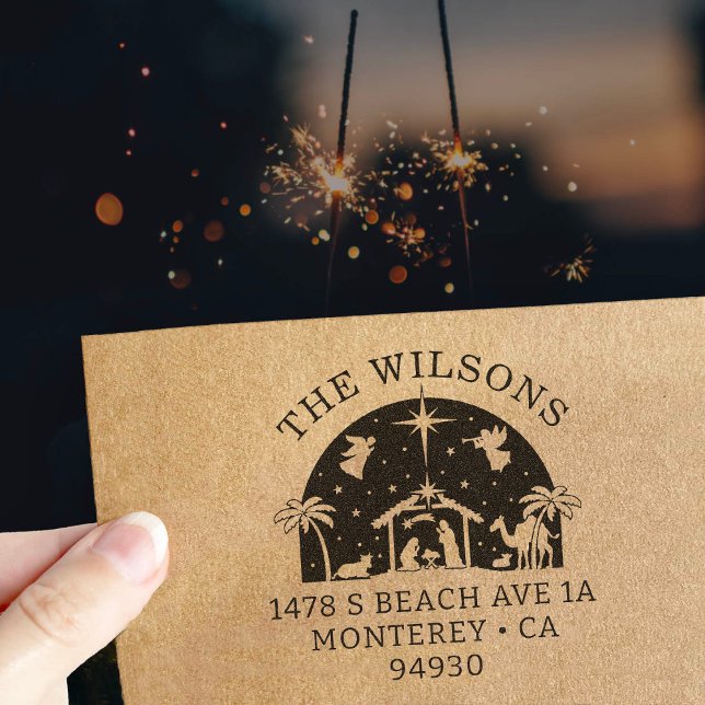 Carimbo De Borracha Natividade Cena bebê Jesus Cristo Endereço de reto (Criador carregado)