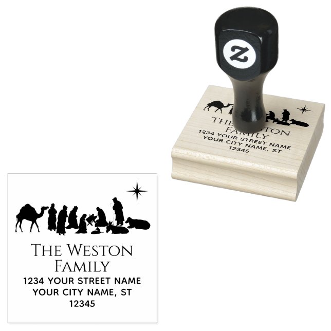 Carimbo De Borracha Natividade Cena Manger Bebê Nome Jesus Endereço (Carimbado)