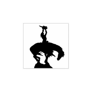 Carimbo De Borracha Nativo Americano levantando Buffalo Skull