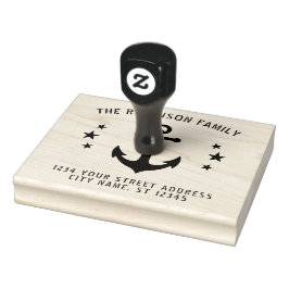 Carimbo De Borracha Náutica Vintage Boat Anchor Stars Nome Endereço