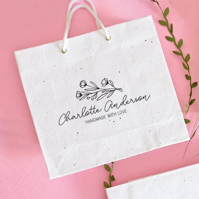 Carimbo De Borracha Negócios Personalizados Modernos, Floral Grande (Criador carregado)