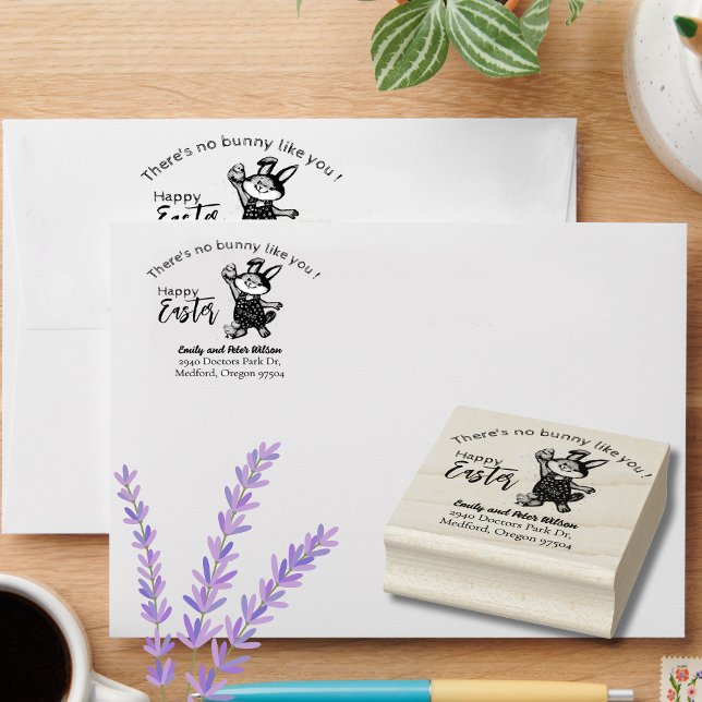 Carimbo De Borracha Nenhum Bunny como você Eu Páscoa Endereço de Devol (No Bunny like you I Easter Return Address Rubber Stamp)
