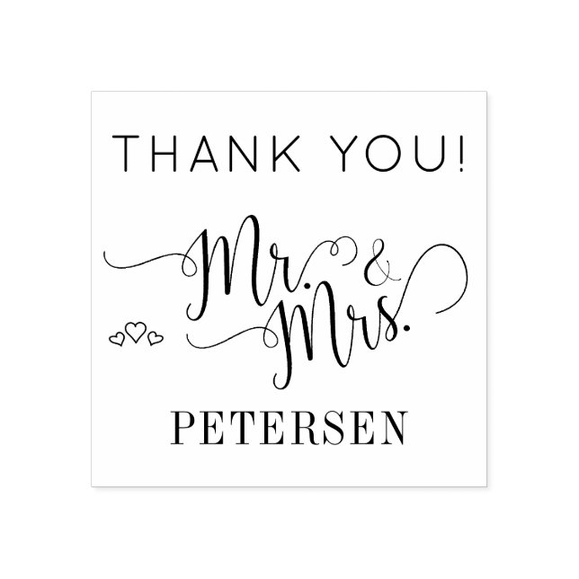 Carimbo De Borracha Newlyweds Sr. e Sra. Casamento Obrigado (Impressão)