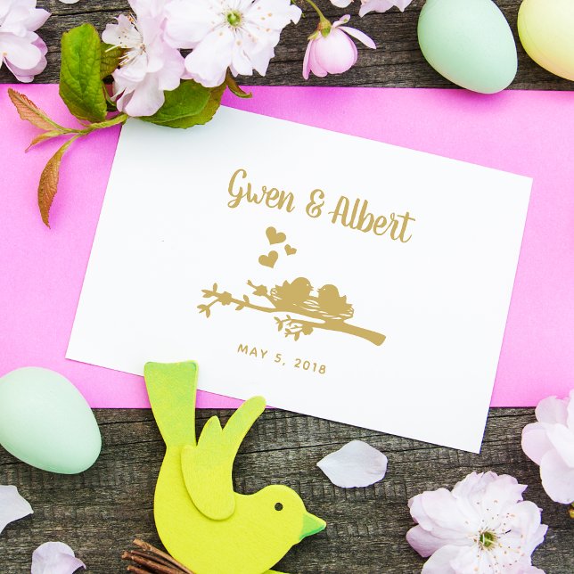 Carimbo De Borracha Ninho Casal De Aves Para Casamento Rústico (Criador carregado)