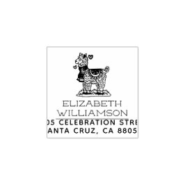 Carimbo De Borracha Nome Alpaca desenhado à mão e endereço de devoluçã